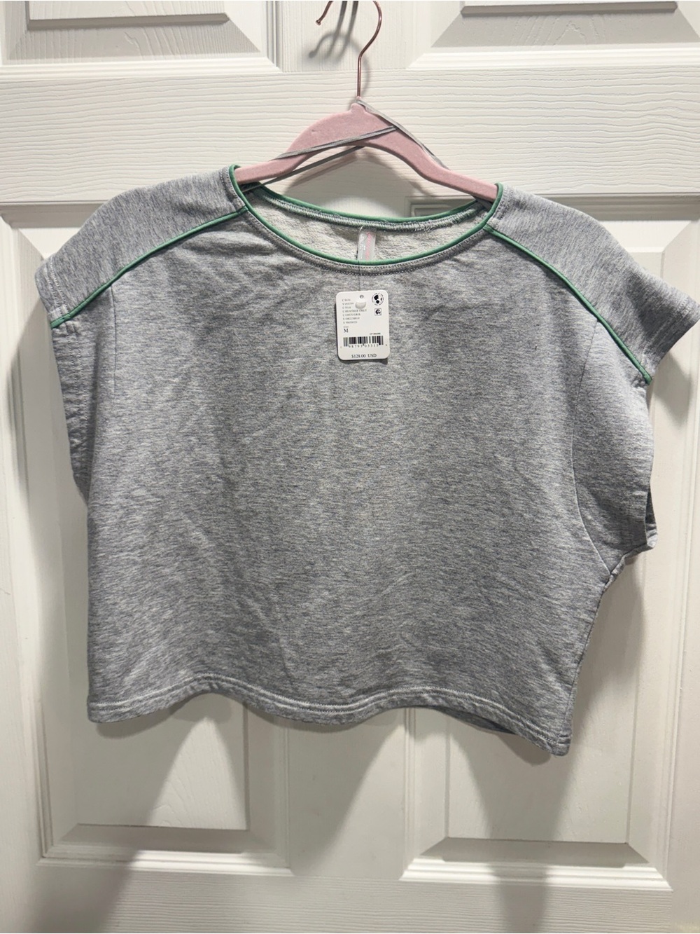 NWT FP Movement Free People Gray Green Trim Pleated Skirt Set Medium - Picture 2 of 13